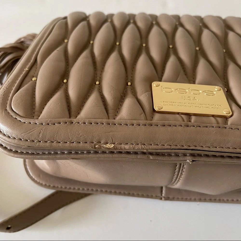 bebe Quilted Puff Faux Leather Crossbody Purse